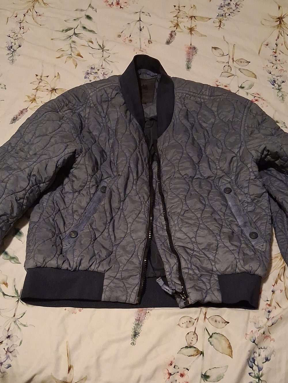 Spiewak Quilted Bomber Jacket in Slate Gray